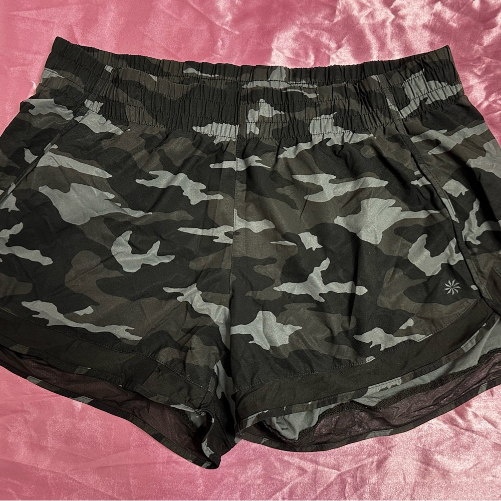 Athleta Black Camouflage Racer Shorts